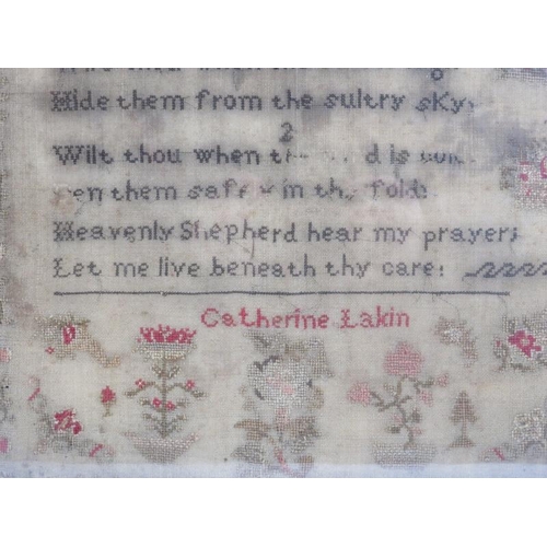 34 - Two needlework samplers, 18th/19th century. Both inscribed with poems and decoration. Both framed an... 