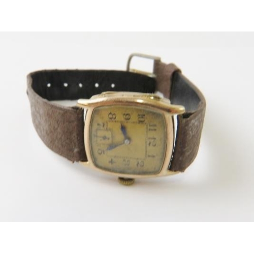 503 - A 9ct yellow gold wristwatch, case stamped ‘ROLEX 11300’ 9. .375 , the mechanical movement engine wi... 