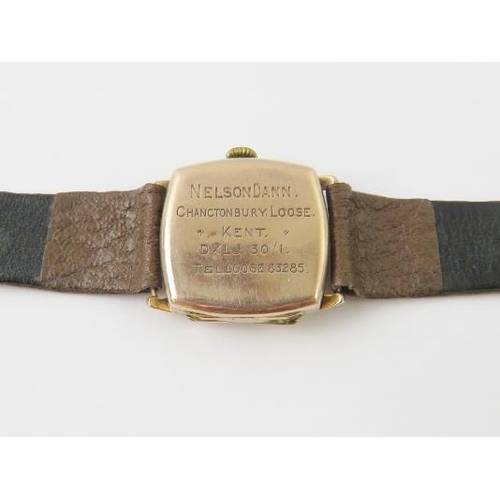 503 - A 9ct yellow gold wristwatch, case stamped ‘ROLEX 11300’ 9. .375 , the mechanical movement engine wi... 