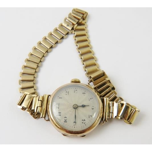 503 - A 9ct yellow gold wristwatch, case stamped ‘ROLEX 11300’ 9. .375 , the mechanical movement engine wi... 