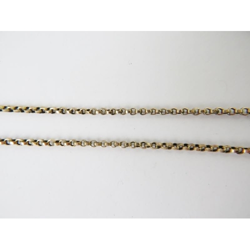 509 - A precious metal belcher-link chain stamped 9CT, 5.4gms; a bi-metal chain link necklace with swivel ... 