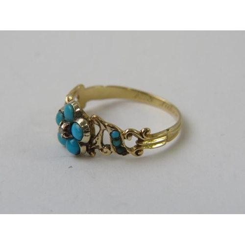 534 - A Private collection of mourning rings: 
A 19th century turquoise and diamond forget-me-not mourning... 