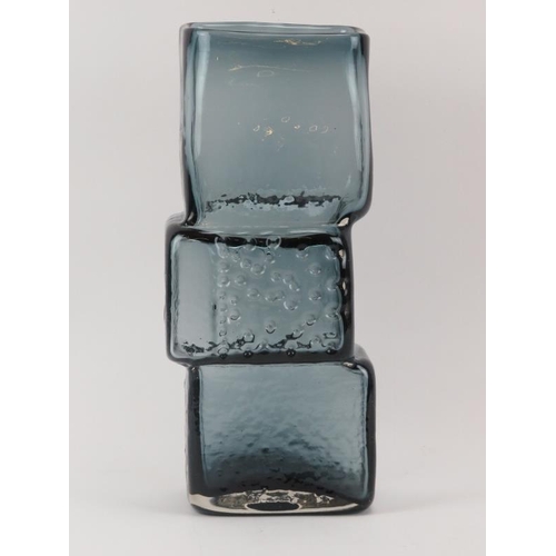 54 - A Whitefriars ‘Drunken Bricklayer’ textured indigo glass vase designed by Geoffrey Baxter, mid 20th ... 