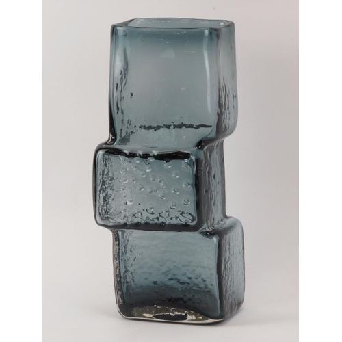 54 - A Whitefriars ‘Drunken Bricklayer’ textured indigo glass vase designed by Geoffrey Baxter, mid 20th ... 