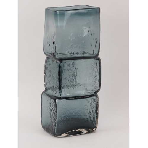 54 - A Whitefriars ‘Drunken Bricklayer’ textured indigo glass vase designed by Geoffrey Baxter, mid 20th ... 