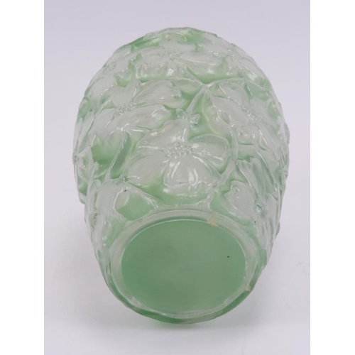 65 - A Phoenix florally decorated consolidated glass vase, early/mid 20th century. Of ovoid form, decorat... 