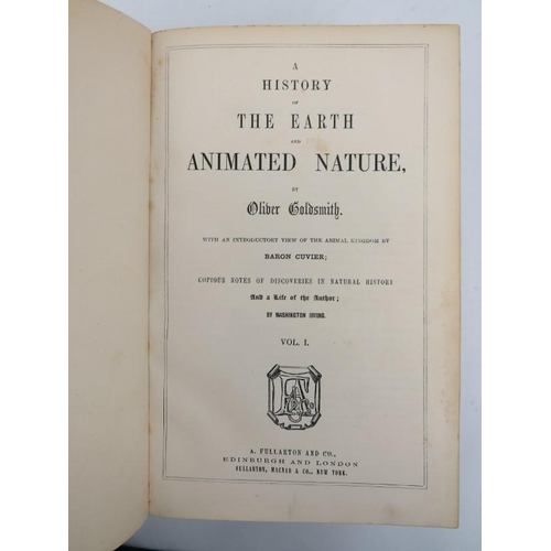 71 - Books: Oliver Goldsmith - ‘A History of The Earth and Animated Nature’, circa 1850s. Two volumes wit... 