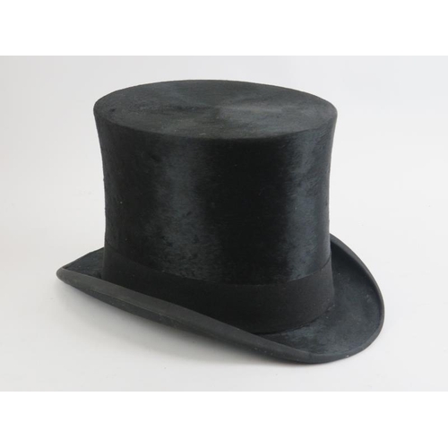 73 - A Victorian Andre & Co Hatters of New Bond Street gentleman’s black silk top hat. A Victorian Lincol... 