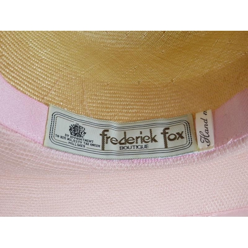 74 - A Frederick Fox ladies silk and woven straw hat. Housed in a Fortnum & Mason hat box. Internal measu... 