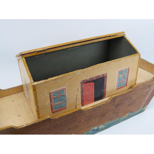 75 - A hand painted carved wood Noah’s Ark with figures, late 19th/early 20th century. Comprising of Noah... 