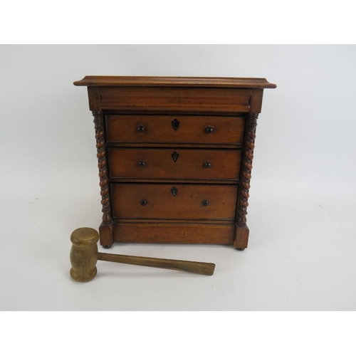 701 - A fine 19th century mahogany miniature apprentice sized Scottish chest, housing blind drawer and thr... 