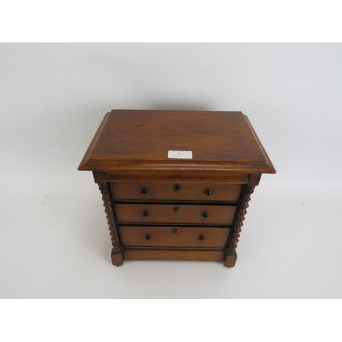 701 - A fine 19th century mahogany miniature apprentice sized Scottish chest, housing blind drawer and thr... 