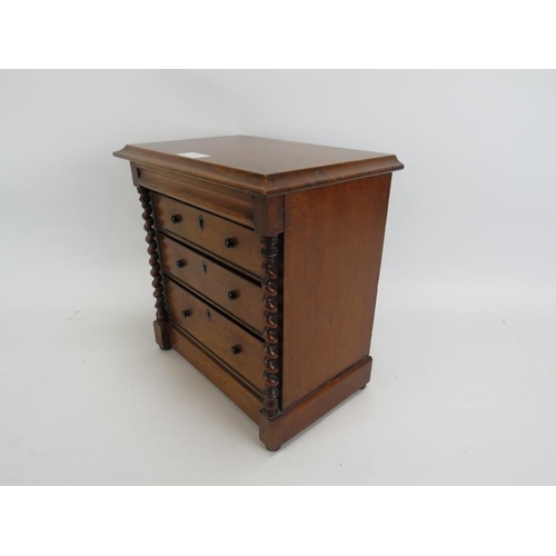 701 - A fine 19th century mahogany miniature apprentice sized Scottish chest, housing blind drawer and thr... 