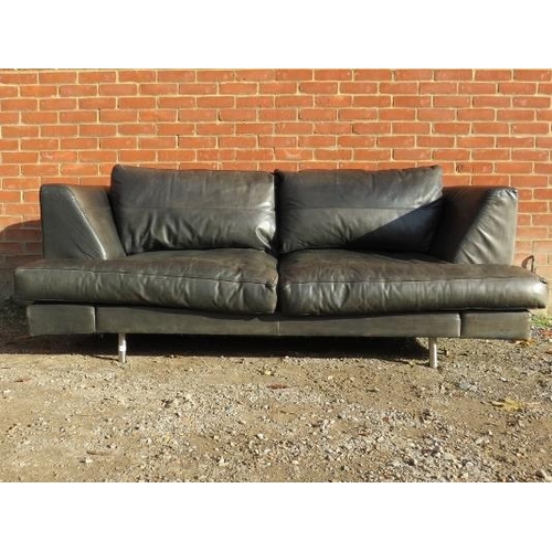 740 - A large contemporary two-seater sofa, by Collins & Hayes, upholstered in soft charcoal grey leather,... 