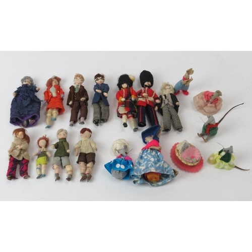 100 - A collection of vintage Grecon cloth artist character doll’s house dolls and related items. (18 item... 