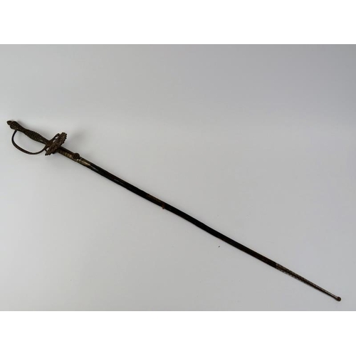 110 - A court sword by J W Lunt & Son of Liverpool, 19th century. With leather scabbard. cm length. 
Condi... 