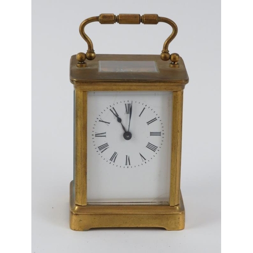 111 - A gilt brass carriage clock, late 19th/early 20th century. Probably French. 11.5 cm height.
Conditio... 