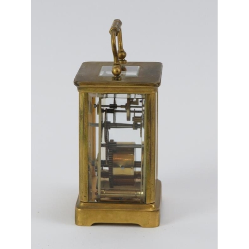 111 - A gilt brass carriage clock, late 19th/early 20th century. Probably French. 11.5 cm height.
Conditio... 