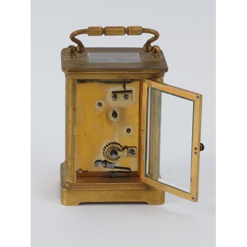 111 - A gilt brass carriage clock, late 19th/early 20th century. Probably French. 11.5 cm height.
Conditio... 