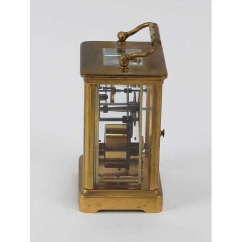 111 - A gilt brass carriage clock, late 19th/early 20th century. Probably French. 11.5 cm height.
Conditio... 