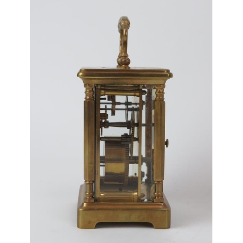 119 - A French brass carriage clock retailed by Mappin & Webb. 11.8 cm height. 
Condition report: Some age... 