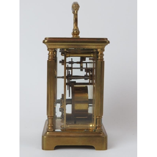 119 - A French brass carriage clock retailed by Mappin & Webb. 11.8 cm height. 
Condition report: Some age... 