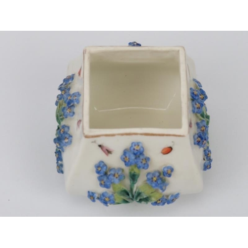 126 - A French Meissen style jar and cover, probably 19th century. Decorated with flowers in relief. Marke... 