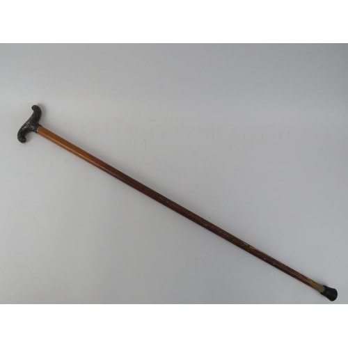 127 - A French silver crutch handled walking cane, late 19th/early 20th century. 91 cm length. 
Condition ... 