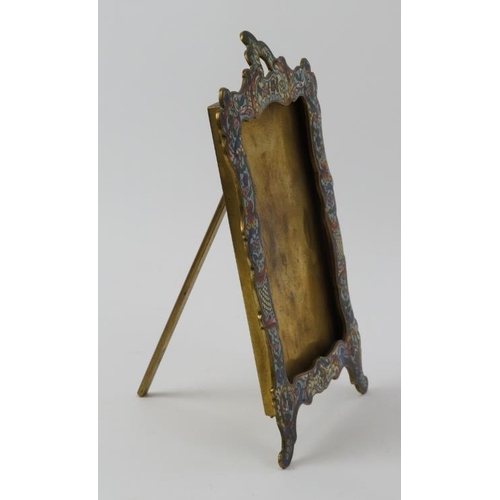 14 - A French champleve enamelled gilt brass picture frame, 19th century. Of rectangular easel form. 21 c... 