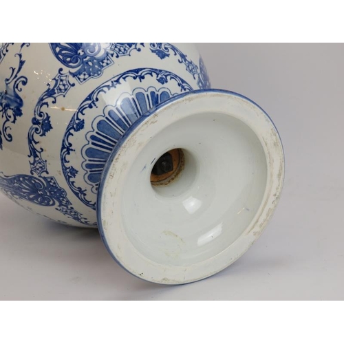 149 - A large French blue and white faience urn, late 19th/early 20th century. 48.5 cm height. 
Condition ... 