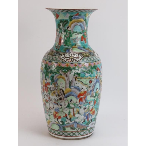 151 - A Chinese polychrome enamelled vase, late 19th/early 20th century. Depicting a continuous scene of b... 