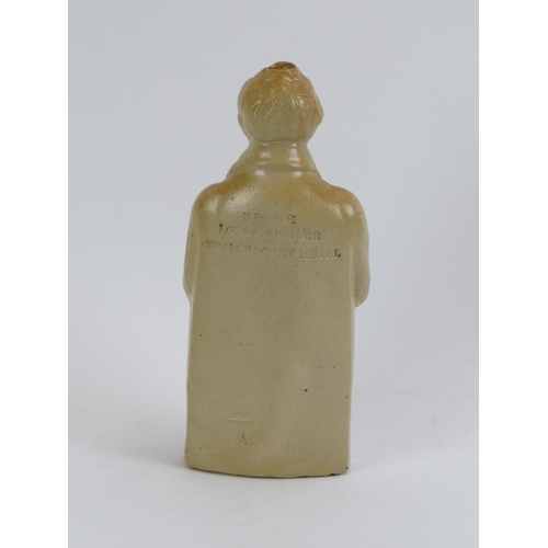 156 - A large brown salt glazed stoneware figural flask, circa 1830. Probably modelled as Daniel O'Connell... 