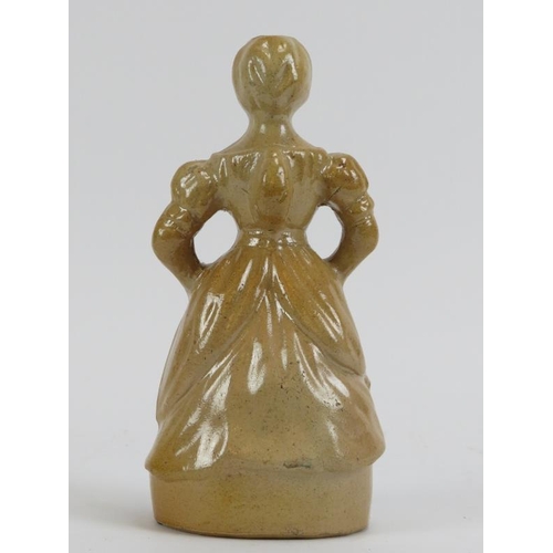 161 - A Victorian salt glazed stoneware flask modelled an old woman. 18 cm height. 
Condition report: Some... 