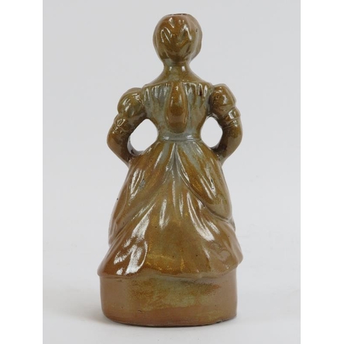 163 - A Victorian salt glazed stoneware flask modelled an old woman. 20.8 cm height. 
Condition report: Go... 