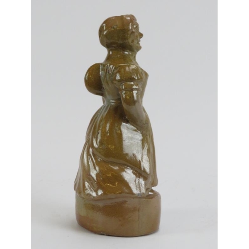 163 - A Victorian salt glazed stoneware flask modelled an old woman. 20.8 cm height. 
Condition report: Go... 