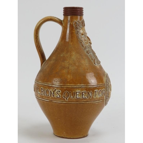 167 - A Queen Victoria Golden Jubilee commemorative Bellarmine flask jug. Inscribed ‘Great Albion’s Queen ... 