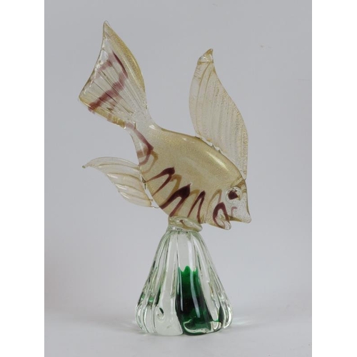 179 - A vintage Murano glass fish, circa 1960s. With gold flake decoration. 33.5 cm height.
Condition repo... 