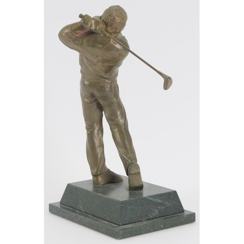 199 - Local interest: A modern cast metal Cranbrook Golf Club trophy depicting a golfer in a back swing po... 