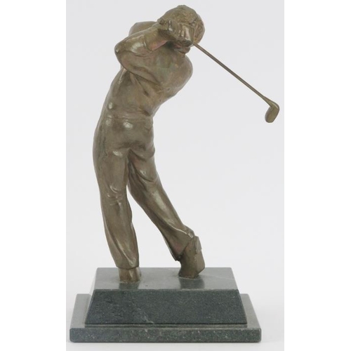 199 - Local interest: A modern cast metal Cranbrook Golf Club trophy depicting a golfer in a back swing po... 