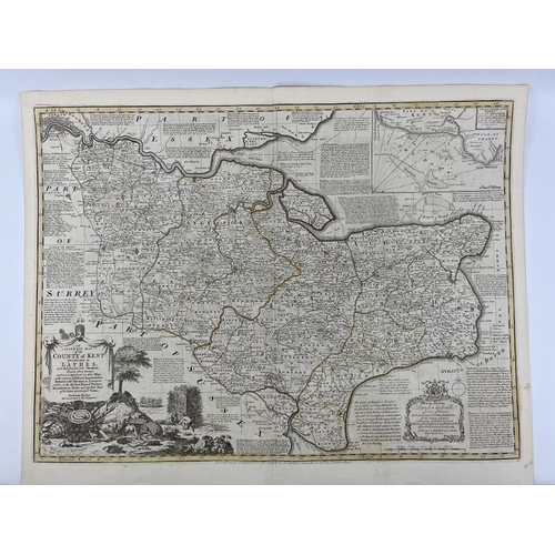 216 - A Kent county map by Eman Bowen, circa 1736. Entitled ‘An Accurate Map of the County of Kent Divided... 