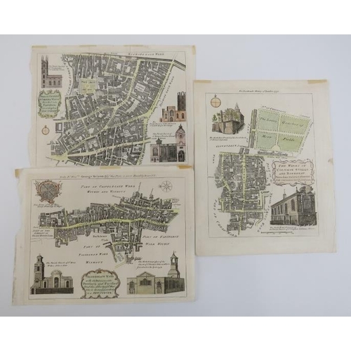 218 - A collection of London street plan engravings, circa late 17th/18th century. Mosltly hand coloured. ... 