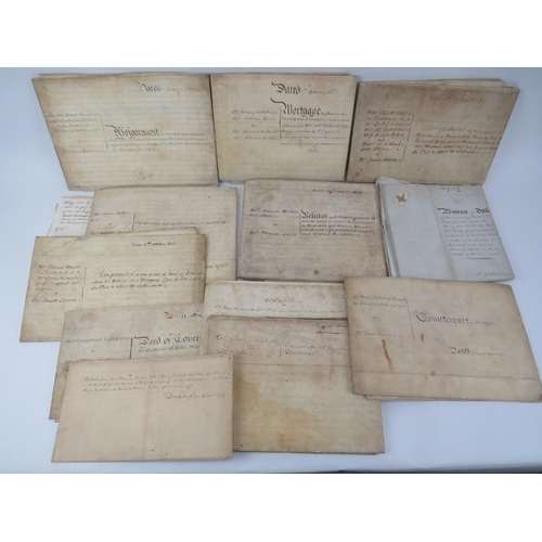 22 - A collection of deeds, conveyances and mortgage agreements, 18th/early 19th century. On paper and ve... 