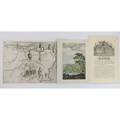 226 - A Michael Drayton map of Kent and the Thames Estuary, circa 1613 and a George Bickham hand coloured ... 