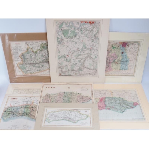 228 - A group of maps of depicting Sussex, Surrey and The Environs of London, 19th/early 20th century. (8 ... 