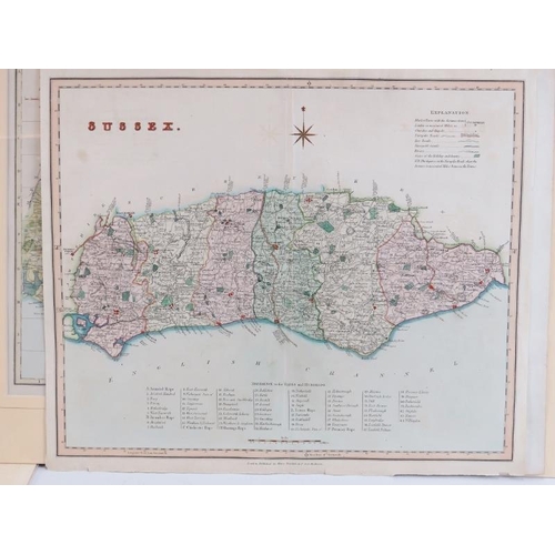 228 - A group of maps of depicting Sussex, Surrey and The Environs of London, 19th/early 20th century. (8 ... 