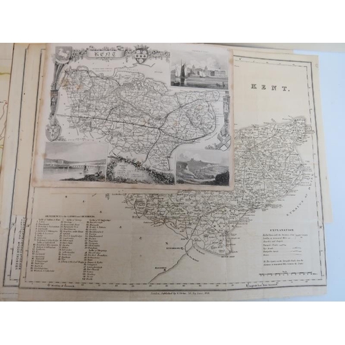 229 - A large collection of antique and vintage maps of Kent. Some hand coloured examples included. (Quant... 