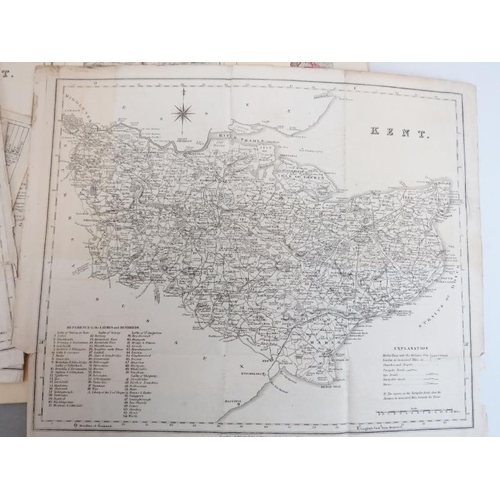 229 - A large collection of antique and vintage maps of Kent. Some hand coloured examples included. (Quant... 