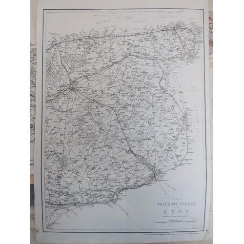 229 - A large collection of antique and vintage maps of Kent. Some hand coloured examples included. (Quant... 