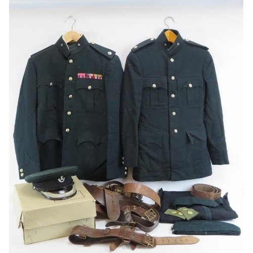 262 - Militaria: Two Oxfordshire and Buckinghamshire Light Infantry tunics and trouser with officer’s caps... 