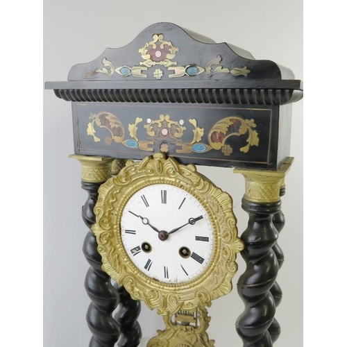 285 - A 19th century French Boule work mantel clock by Marti Et Cie with striking movement and barley twis... 